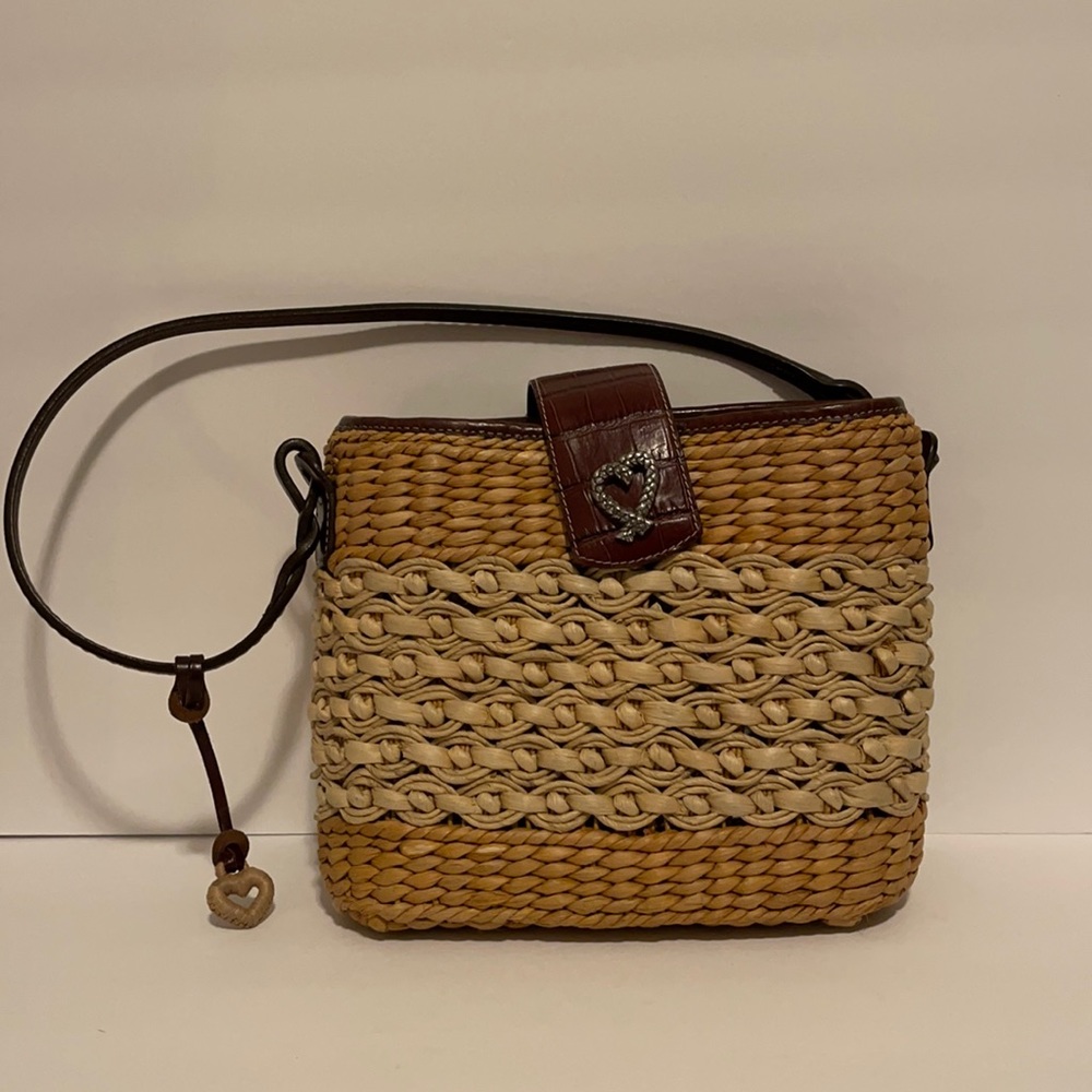 Brighton Two Tone Straw Woven tote Purse